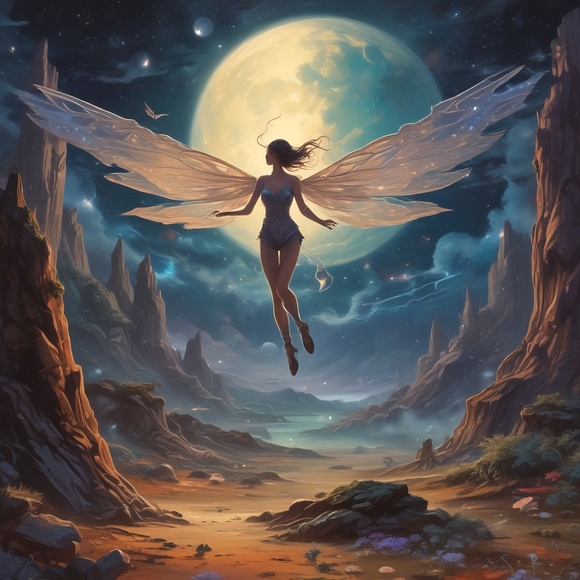 Mystical Moonlit Fairy Art Print - Picture 1 of 1